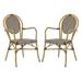 Rosen French Bistro Stacking Arm Chair in Brown/White (Set of 2) - Safavieh PAT4014C-SET2