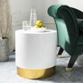 Angelo Round Side Table in White/Gold - Safavieh ACC3203A