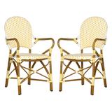 Hooper Indoor-Outdoor Stacking Arm Chair in Yellow/White/Light Brown (Set of 2) - Safavieh FOX5209D-SET2