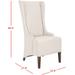 Becall 20''H Linen Dining Chair - Silver Nail Heads in Taupe/Cherry Mahogany - Safavieh MCR4501F