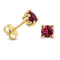 Miore 4 prongs stud earrings for women in 9kt 375 yellow gold with red ruby