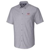 Men's Cutter & Buck Charcoal Virginia Tech Hokies Stretch Oxford Button-Down Short Sleeve Shirt