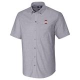 Men's Cutter & Buck Charcoal Ohio State Buckeyes Stretch Oxford Button-Down Short Sleeve Shirt