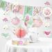 Creative Converting Floral Tea Party Birthday Paper/Plastic Disposable Decorations Kit in Green/Pink | Wayfair DTC4565E1A