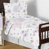 Sweet Jojo Designs Watercolor Floral 5 Piece Toddler Bedding Set Polyester in Blue/Gray | Wayfair WatercolorFloral-LV-GY-Tod