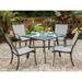 Charlton Home® Wrenn 5-Piece Commercial-Grade Patio Dining Set w/ 4 Sling Dining Chairs & a 38" Square Glass-Top Table Glass/Metal in Gray | Wayfair