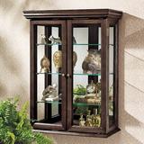 Charlton Home® Denya Wall-Mounted Curio Cabinet Wood/Glass in Brown/Red | 26 H x 19 W x 8.5 D in | Wayfair CHLH1464 25319854