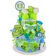 MomsStory - Nappy Cake Boy Gift for Birth, Christening, Baby Shower 2 Tiers (Blue/Green) Personalised with Name