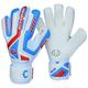 Renegade GK Talon Mirage Goalie Gloves with Pro-Tek Finger Savers | 4mm Hyper Grip & Duratek | White, Blue, Blue Football Goalkeeper Gloves (Size 8, Youth-Adult, Flat Cut, Level 2)