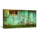 Gracie Oaks Old Bicycle Against Barn by Designart - 2 Piece Photograph Print on Canvas Canvas, in Brown/Green | 12 H x 20 W x 1 D in | Wayfair