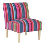 Slipper Chair - Brayden Studio® Darold 25" Wide Cotton Slipper Chair in Black/Blue/Brown | 32 H x 25 W x 33 D in | Wayfair