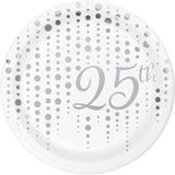 The Party Aisle™ 25th Paper Disposable Appetizer Plate in Gray/White | Wayfair 8B724E3952A14F1AB5C8F8ABAFFB05C9