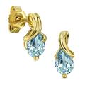 Miore earrings for women in 9 kt 375 yellow gold with pear shape sky blue aquamarine