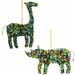 The Holiday Aisle® 2 Piece Giraffe & Rhino Hand-Beaded Hanging Figurine OrnamentSet Metal in Green/Yellow | 1 D in | Wayfair