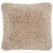 Mina Victory Lush Yarn Beige Shag Throw Pillow - Nourison TL003