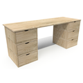 Bureau long en bois 6 tiroirs Cube Brut