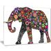 World Menagerie 'Cheerful Elephant' Graphic Art Print on Canvas Metal in Black | 20 H x 40 W x 1 D in | Wayfair 70C41D1673AF4B4E83A63CF44EB9BC2A