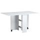 HOMCOM Folding Dining Table, Drop Leaf Table for Small Spaces with 2-tier Shelves, Small Kitchen Table with Rolling Casters, White