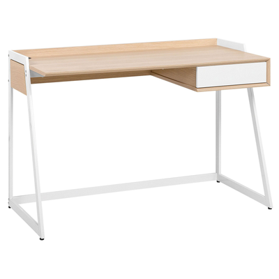 Schreibtisch Weiß mit Braun 120 x 60 cm mit Viel Stauraum Modernes Design