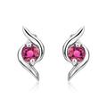Miore stud earrings in 9 kt 375 white gold with red ruby