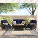 Canora Grey Fathi 4 Piece Rattan Sofa Seating Group w/ Cushions Metal in Blue | 35.5 H x 31 W x 49 D in | Outdoor Furniture | Wayfair