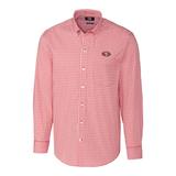 Men's Cutter & Buck Scarlet San Francisco 49ers Big Tall Stretch Gingham Long Sleeve Woven Button Down Shirt