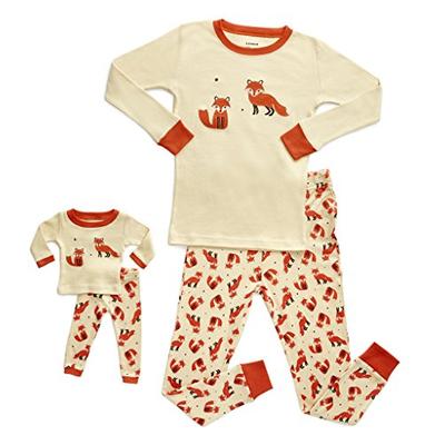 Leveret Kids & Toddler Pajamas Matching Doll & Girls Pajamas 100% Cotton Pjs Set (Fox, 10 Years)