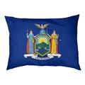 Tucker Murphy Pet™ Catalano New York Flag Outdoor Dog Pillow Polyester in Blue/Yellow | 9.5 H x 29.5 W x 19.5 D in | Wayfair