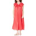 Shadowline Women's Plus-Size Silhouette 53 Inch Short Cap Sleeve Long Gown, Red, 3X