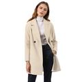 Allegra K Women's Notched Lapel Double Breasted Raglan Winter Coats Cream White 12