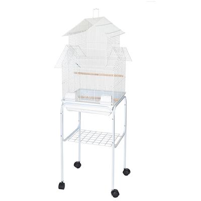 YML 3/8" Bar Spacing Pagoda White Bird Cage with Stand, 18" L X 18" W