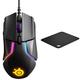 SteelSeries Rival 600 – Gaming-Maus – 12.000 CPI TrueMove3+ Dual Optical Sensor – 0,05 Lift-off-Distanz – Gewichtssystem & QcK - Gaming-Mauspad - 320mmx270mmx2mm - Stoff - Gummiunterseite - Schwarz