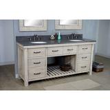 Union Rustic Baron 72" Double Bathroom Vanity Set Wood/Stone in Brown/Gray/White | 36 H x 72 W x 23 D in | Wayfair C15FE99697344AA39AACAB02DDD3E243