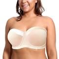 Olivachel Women's Strapless Bra 34-46 C/D/DD/E 1/2 Cup Seamless Plus Size Balconette Bra H059 - beige - 38 E