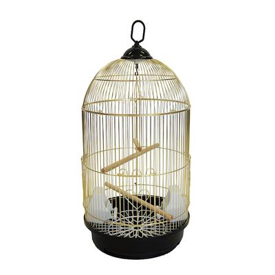 YML Round Brass Tall Bird Cage, Large