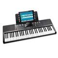 RockJam Compact 61 Key Keyboard with Sheet Music Stand, Power Supply, Piano Note Stickers & Simply Piano Lessons, Schwarz