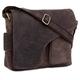 J WILSON London Designer Genuine Real Vintage Hunter Leather Handmade Mens Leather Flapover Everyday Cross Body Shoulder Work iPad Messenger Bag (Distressed Dark Brown)