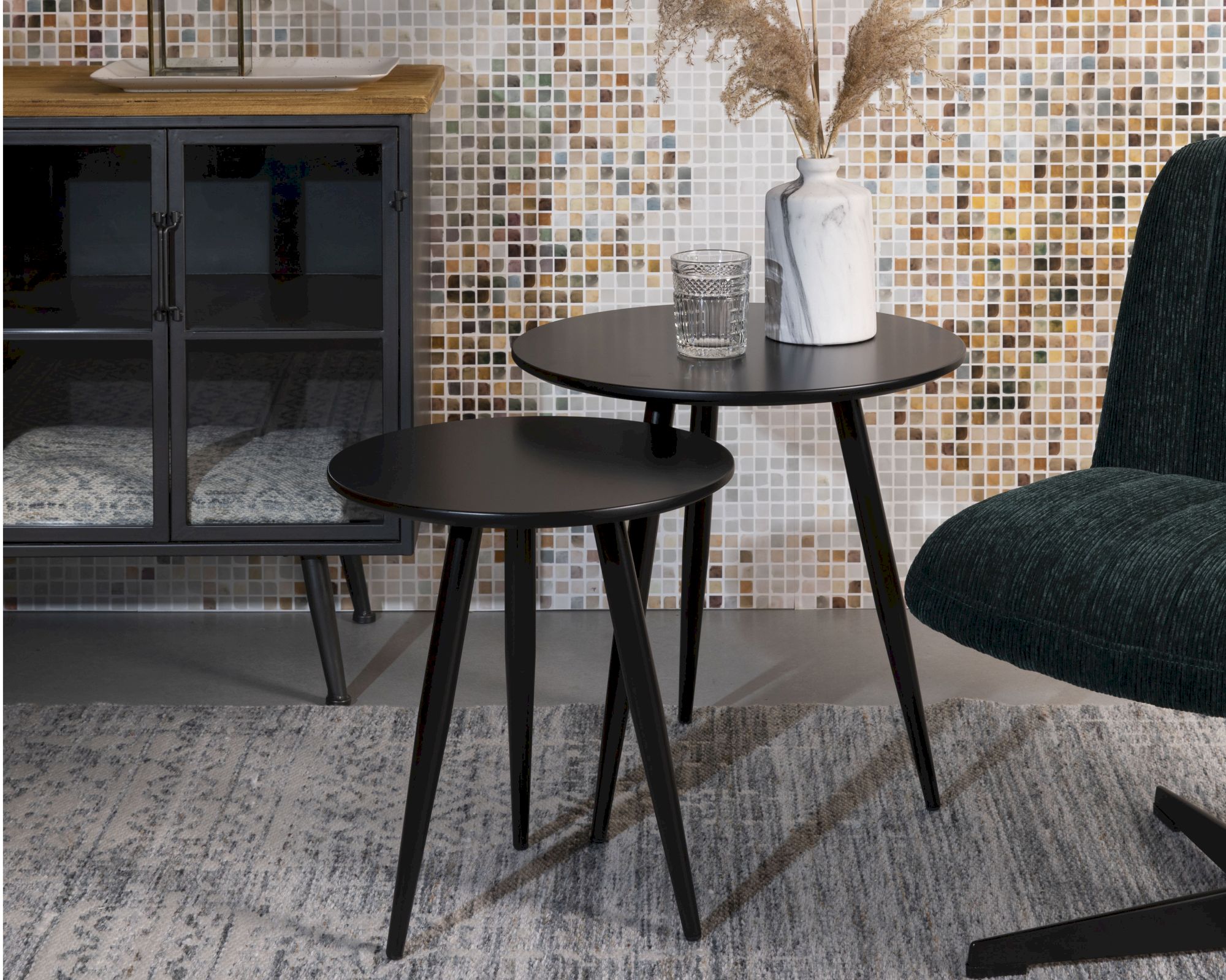 designline Beistelltisch Daven 2er-Set Schwarz