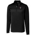 Men's Cutter & Buck Black Texas Tech Red Raiders Big Tall Traverse Stripe Half-Zip Pullover Jacket