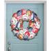 Designocracy Birdy Floral Wreath Wooden Door Hanger Wood in Brown/Red | 24 H x 18 W x 0.5 D in | Wayfair 8185312H