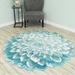 Blue 31 x 0.5 in Area Rug - Winston Porter Hesston Flowers 3D Effect Rose Botanical Area Rug | 31 W x 0.5 D in | Wayfair