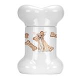 Tucker Murphy Pet™ Chihuahua Puppy Bone Shaped Pet Treat Jar Ceramic | 9 H x 6 W x 5 D in | Wayfair 27C017B6D02D4F20877094FFD1CF63FC