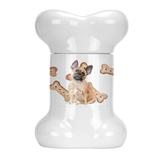 Tucker Murphy Pet™ Fawn French Bulldog Bone Shaped Pet Treat Jar Ceramic | 9 H x 6 W x 5 D in | Wayfair E44572DFAB0149F3940B8062DA5859BF