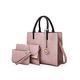 NICOLE&DORIS Women Handbags 3 Pieces Leather Handbag for Ladies Leather Totes + Crossbody+Wristlet Pink