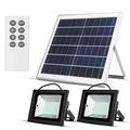 Richarm Solar Lights Outdoor Dusk to Dawn Flood Lights Solar Lights Remote 18W 13.8" Solar Panels 800LM Dual 112 LED Lights IP65 Waterproof for Flag Pole Shed Barn Pool Business Sign Security Lights