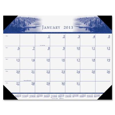 House of Doolittle Mono-Color Photo Monthly Desk Pad Calendar, 2013, 22" x 17", Black Corners
