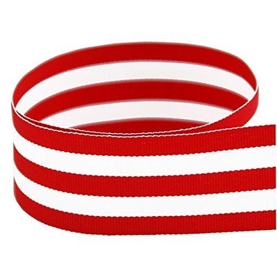 3/8" Red & White Taffy Striped Grosgrain Ribbon - 100 Yards - USA Made - (Multiple Widths & Yardages
