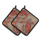 Caroline's Treasures Cooked Crabs On Faux Burlap Pair of Pot Holders 8742PTHD, 7.5HX7.5W, Multicolor screenshot. Kitchen Tools directory of Home & Garden.