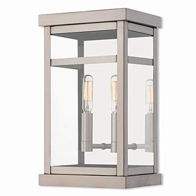 Livex Lighting 20702-91 Hopewell 2 Light Outdoor Wall Lantern Brushed Nickel