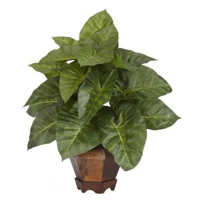 Nearly Natural 6669 Taro with Vase Decorative Silk Plant, Green